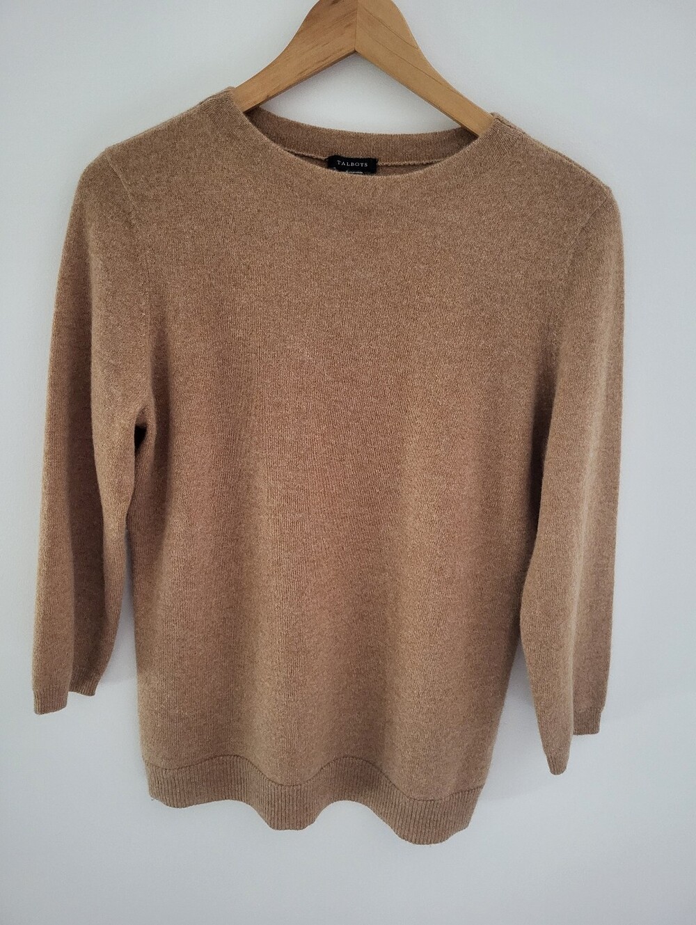 Talbots Pure Cashmere Camel Crewneck Sweater